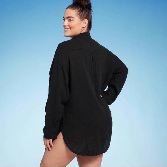 Women’s Shade & Shore button-up shirtdress from Target, black, size 3x, NWT - Picture 2 of 3